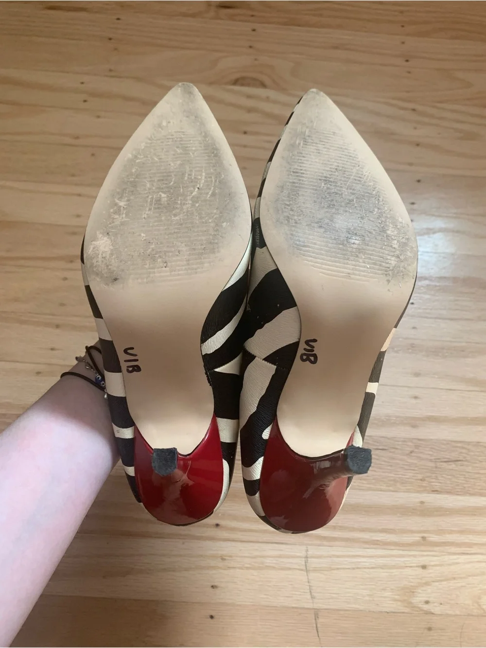 Rampage black and cream colored zebra print heels
